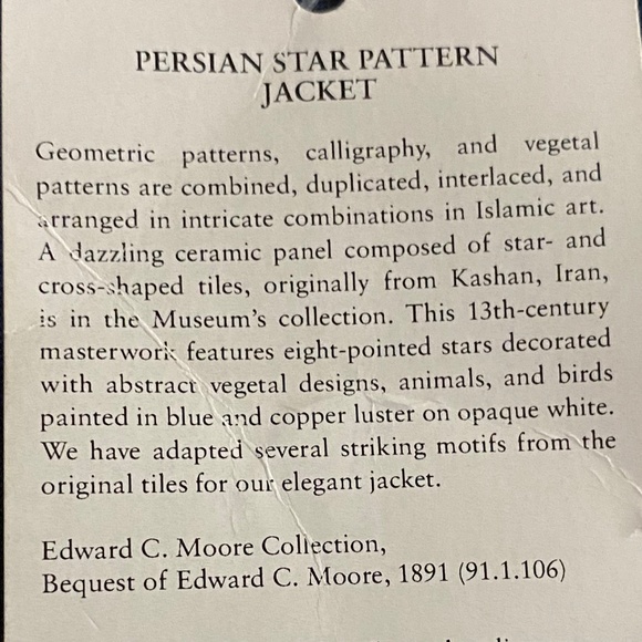 THE MET Persian Star Tapestry Jacket ~ metropolitan museum of art M - Picture 3 of 9